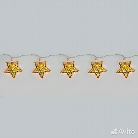 Гирлянда Золотые звёзды на батарейках
