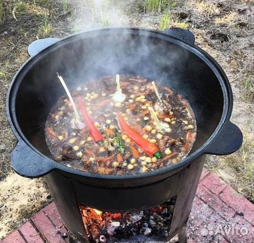 Казан чугунный узбекский с крышкой для плова