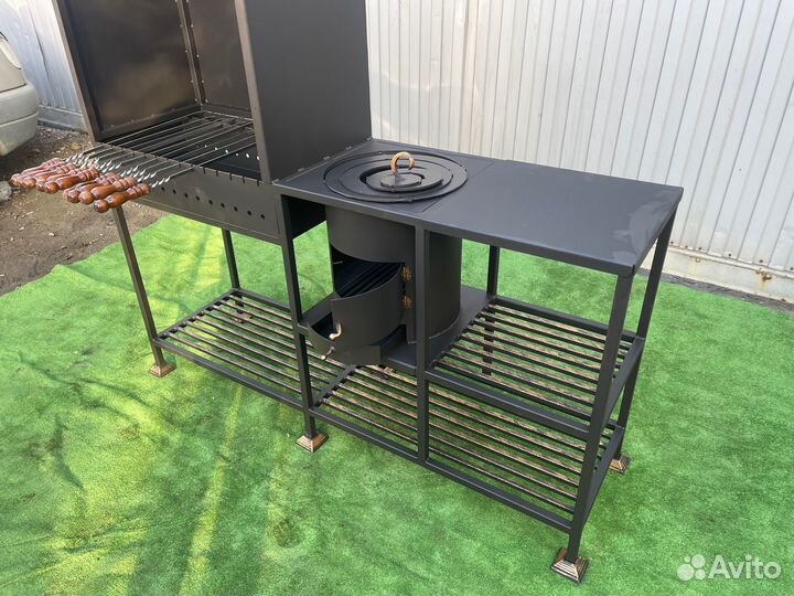 Мангал 4мм с вытяжным зонтом № 0261/43 и печкой