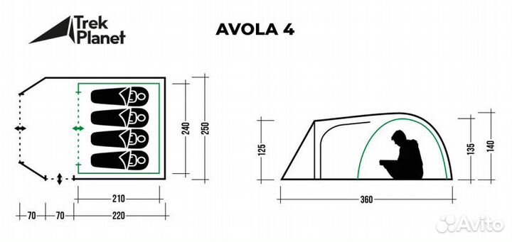 Палатка туристическая 4 местная