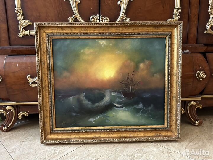 Картина подарок море солнце волна закат яркая