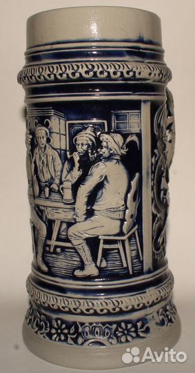 Большая Антикварная Немецкая Пивная Кружка Охотник