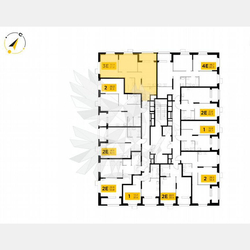 2-к. квартира, 67,4 м², 8/18 эт.