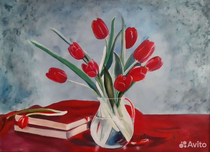 Картина с цветами Тюльпаны 50х70 в раме