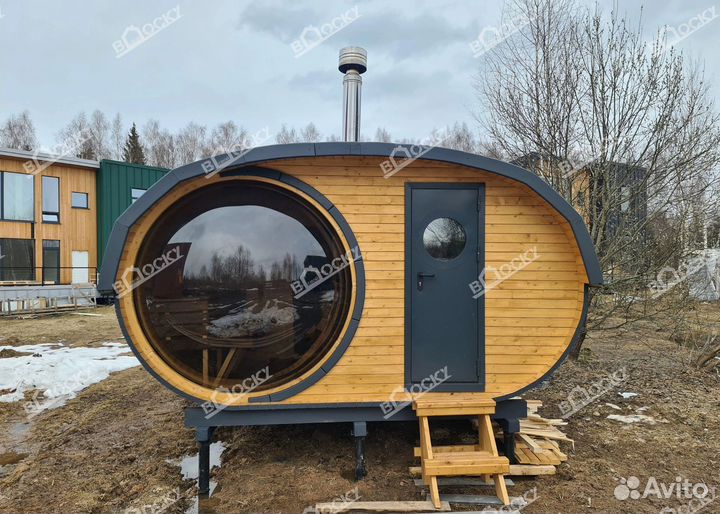 Баня бочка овал Термо с панорамой 4500/4000мм