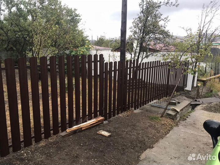 Забор под ключ профнастил сетка рабица