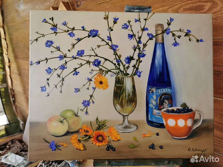 Натюрморт с цикорием. Холст/подрамник/масло 40х50