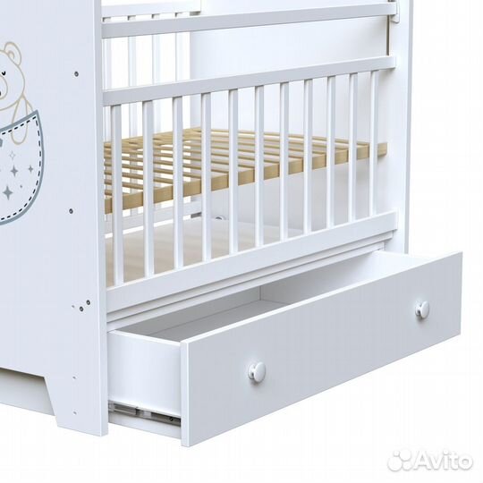 Кроватка вдк маятник+ящик, белый цвет