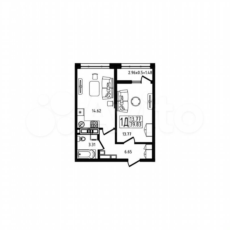 1-к. квартира, 39,8 м², 5/10 эт.