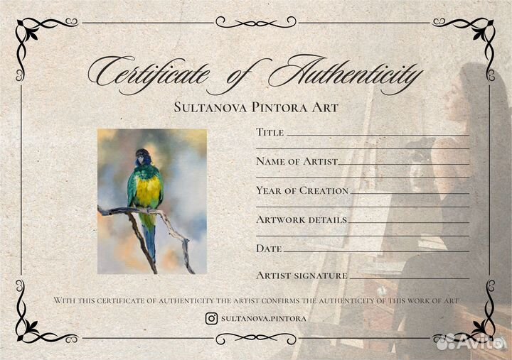 Картина маслом «Попугай»