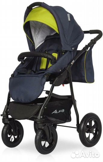 Коляска модульная 2 в 1 серо-салатовая