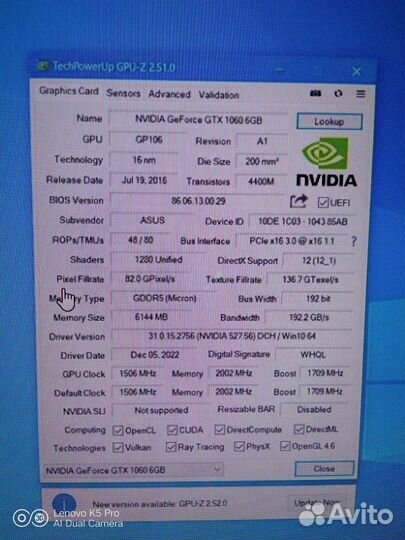 Asus GTX 1060 6gb Turbo. Обмен