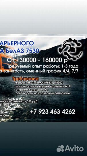 Водитель карьерного самосвала a3