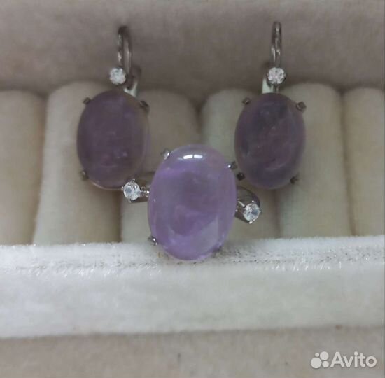 Серебряные серьги с аметистом