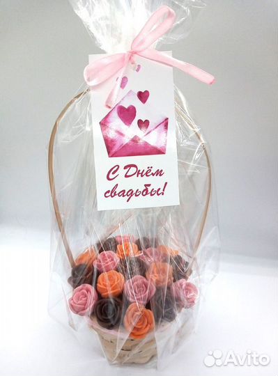 Корзинки с шоколадными розами 19 и 37 шт