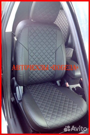 Чехлы Mitsubishi Outlander 3 из экокожи чёрные Ром