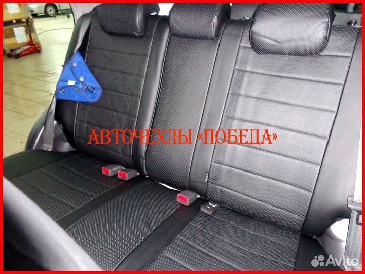 Чехлы Chevrolet Aveo T250 из экокожи чёрные Класси
