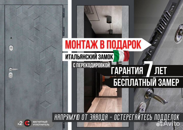 Дверь входная серая Италия Бетон