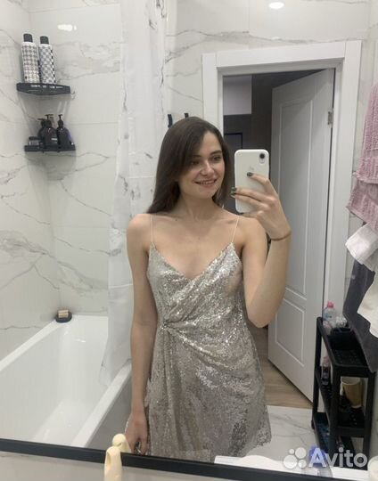 Платье серебряное zara