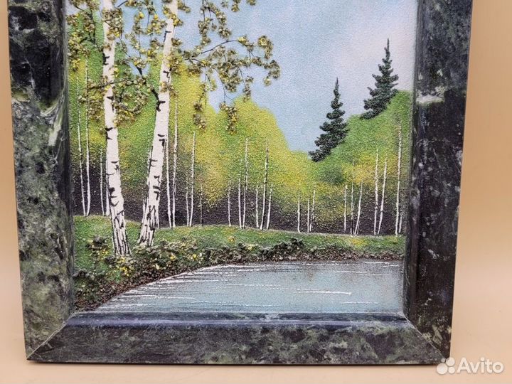 Панно картина Пейзаж Уральские камни крошка 23*19