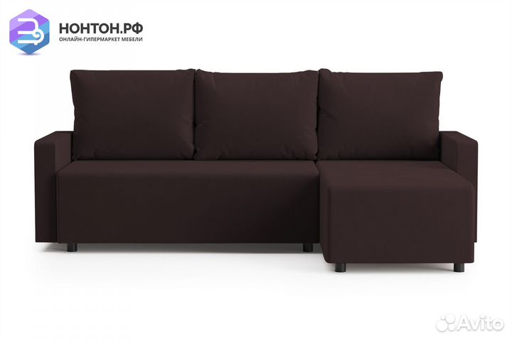 Диван угловой еврокнижка Мидгард коричневый