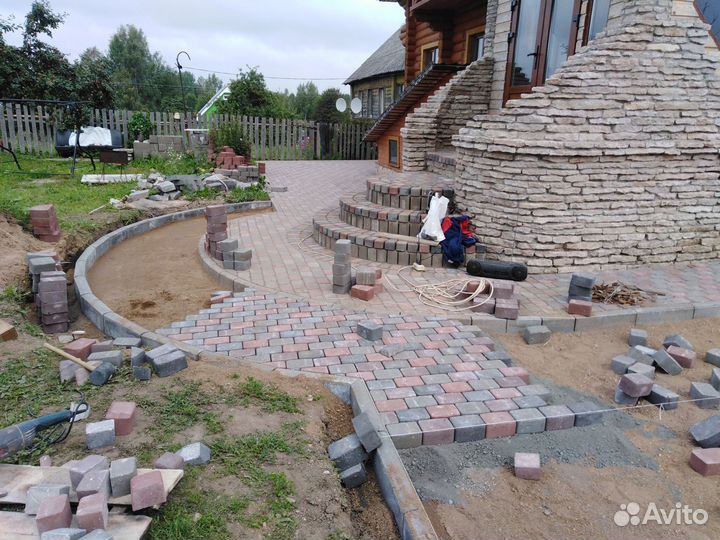 Мощение,укладка тротуарной плитки,благоустройство
