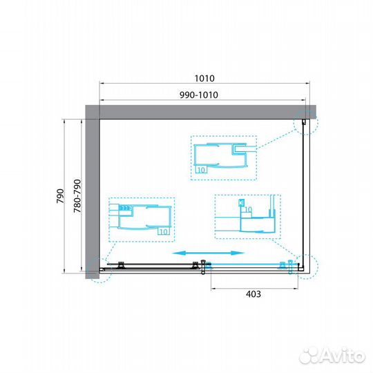 Душ. уголок BelBagno 100x80 uno-195-ah-1-100/80-c