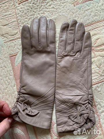 Перчатки кожаные, палантин шарф шелк, Италия