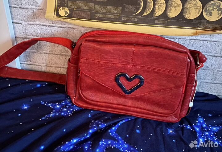 Сумка женская через плечо красная, новая
