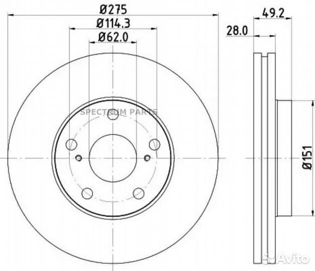 Диск тормозной перед nisshinbo ND1059K