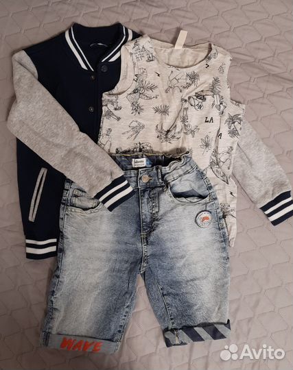 Джинсовые шорты, майка и кардиган для мальчика