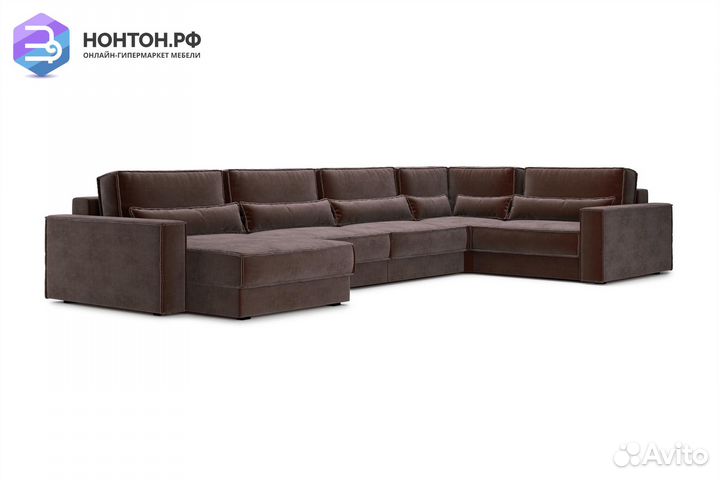 Диван п-образный тик-так Сохо коричневый