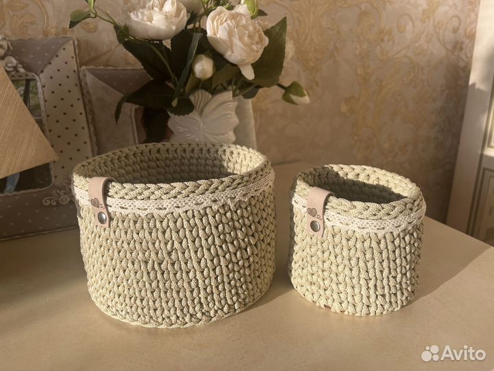 Вязанные корзинки