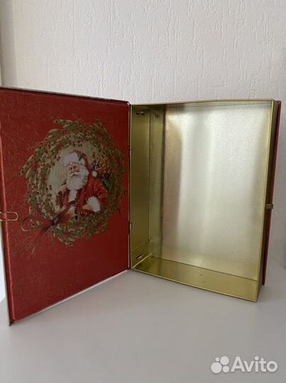 Жестяная коробка-книга для новогоднего подарка