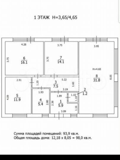 Дом 98 м² на участке 9 сот.