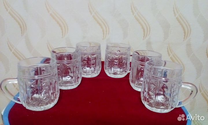 Новые хрустальные бокалы с ручкой СССР 150 мл