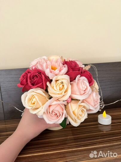 Мыльные розы, цветы в коробке