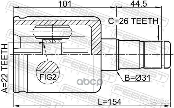 Шрус внутренний левый 22x31x26 2311-PV Febest