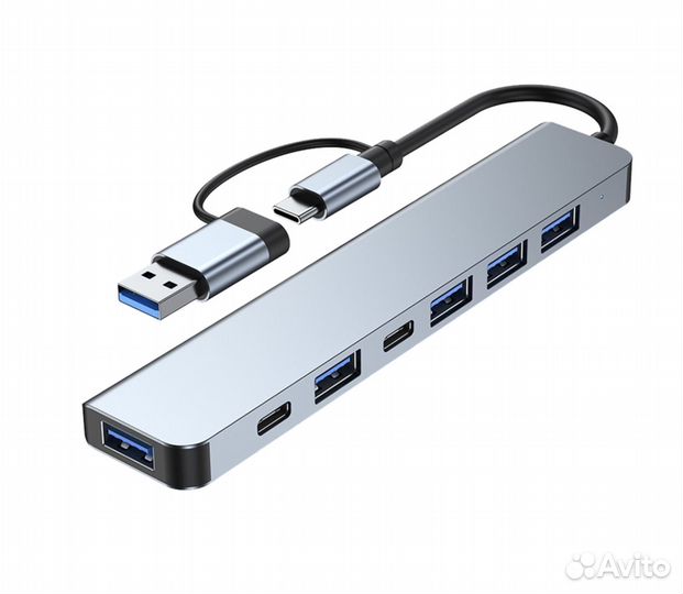 Мульти порт usb 7в1 хаб 4 USB Type-C 3,0 2.0