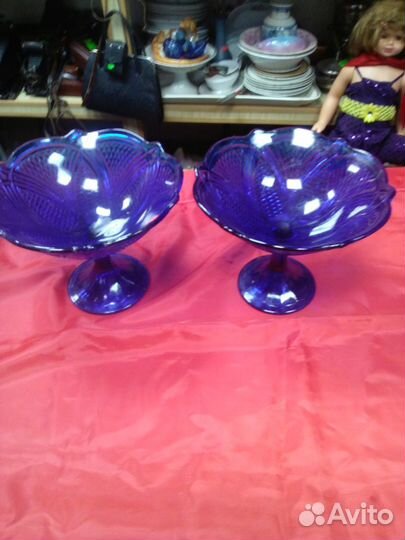 Вазы для фруктов цвет синий стекло