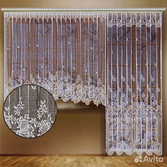 Комплект тюли для окон с балконной дверью, (для ок