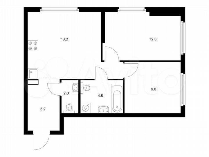 2-к. квартира, 52,1 м², 22/32 эт.