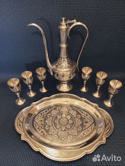 Серебряный коньячный, ликёрный набор Кубачи,815гр