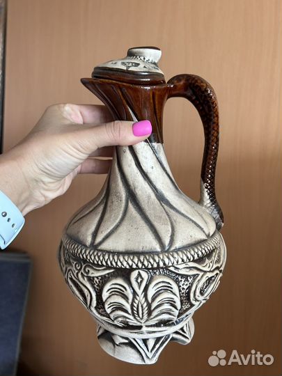 Кувшин для напитков + 6 стопок глиняные