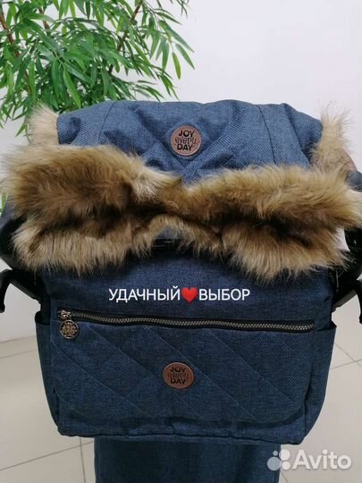 Новые санки-коляска Nika JOY (синий с котятами)