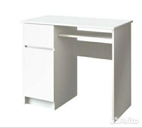 Компьютерный стол 900 мм Белый гладкий