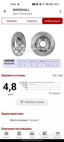 Передние тормозные диски на Renault, Nissan