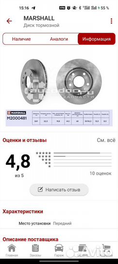 Передние тормозные диски на Renault, Nissan