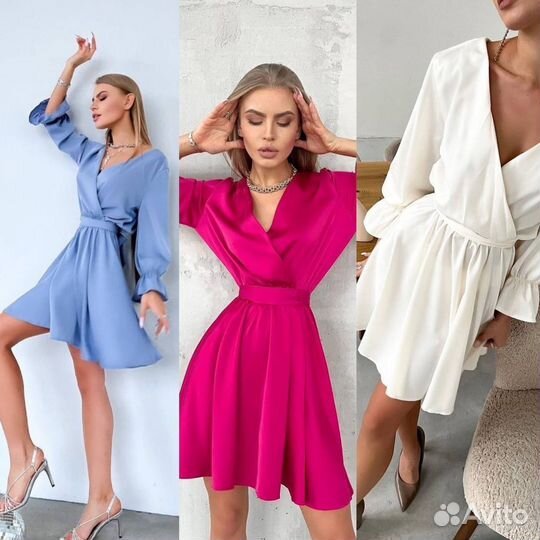 Шёлковое платье мини рр. 42-48