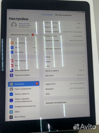 iPad pro 9.7 256гб